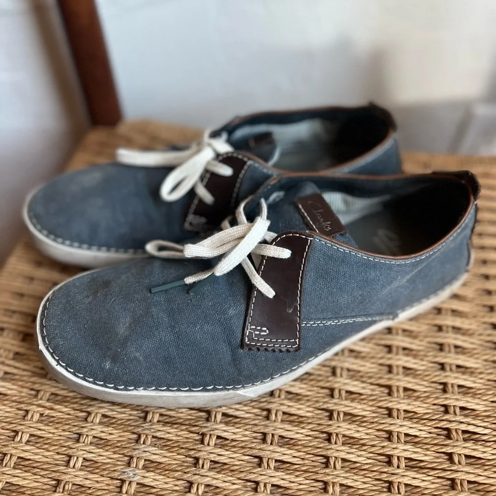 Clarks Collection Men’s Shoes – Size 9.5 – Soft Cushion Ortholite – Blue/Brown